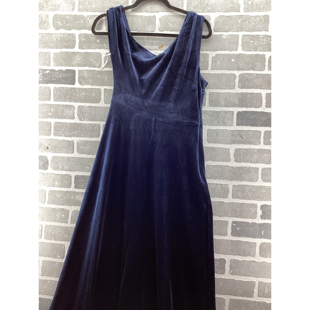 Lulus Navy Blue Velvet Maxi Dress Sleeveless Cowl Neck Formal Gown Womens Medium